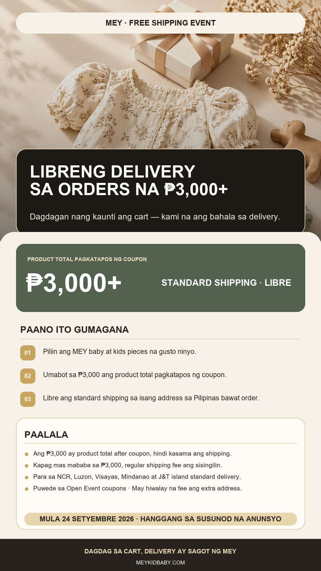 MEY libreng delivery sa orders na ₱3,000 pataas