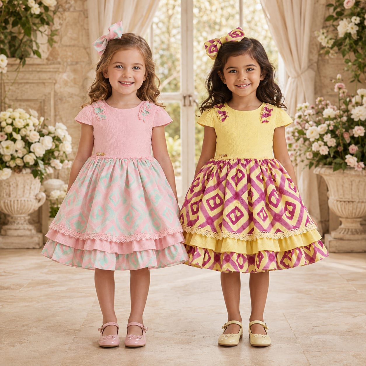 Atelier Geometric Frill Lace Kids Dress