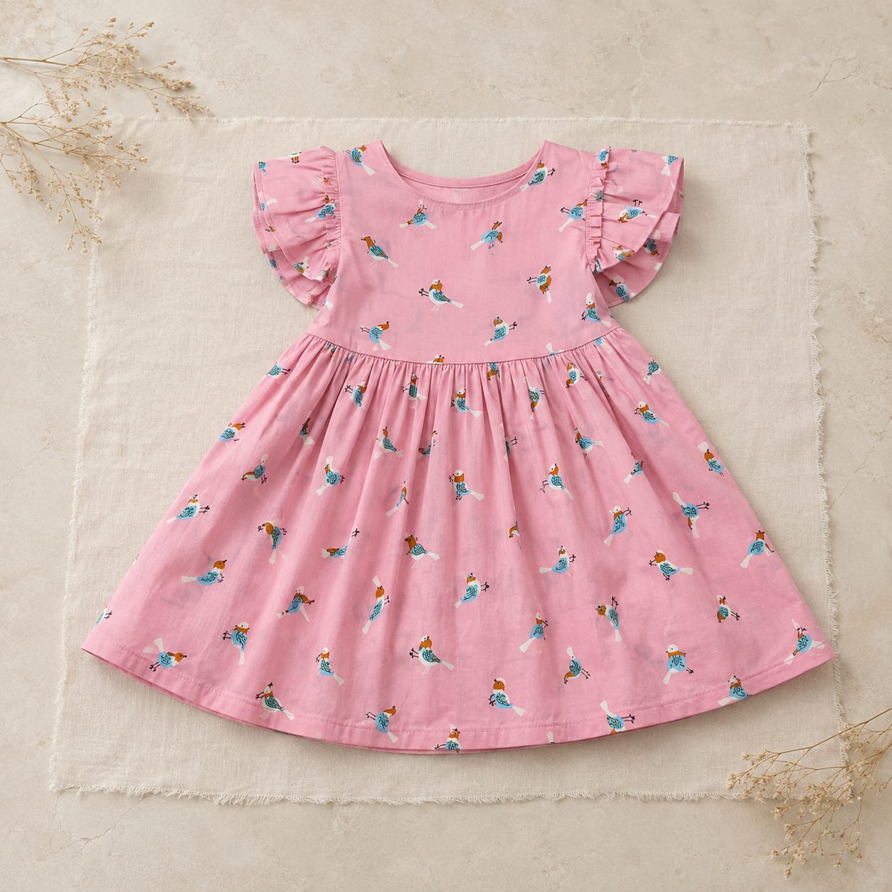 Birdsong Ruffle Sleeve Kids Dress