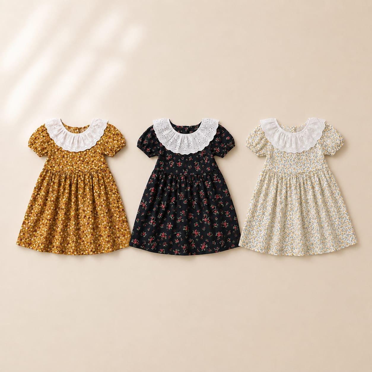 Blooming Lace Collar Flower Kids Dress