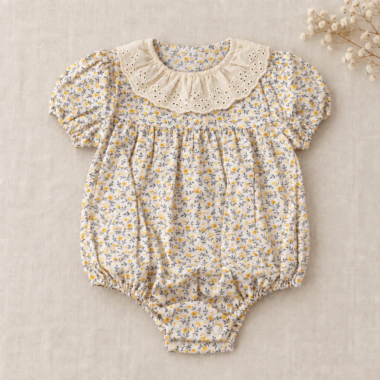 Butter Bloom Eyelet Ruffle Floral Baby Bodysuit