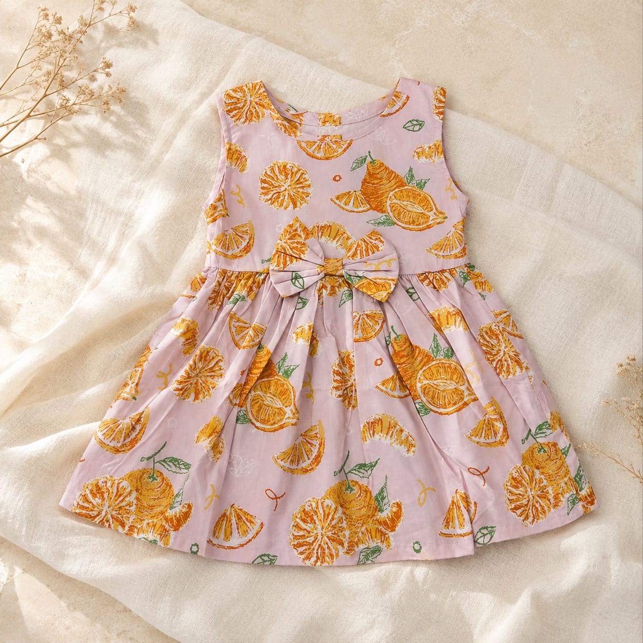 Citrus Garden Bow Kids Dress