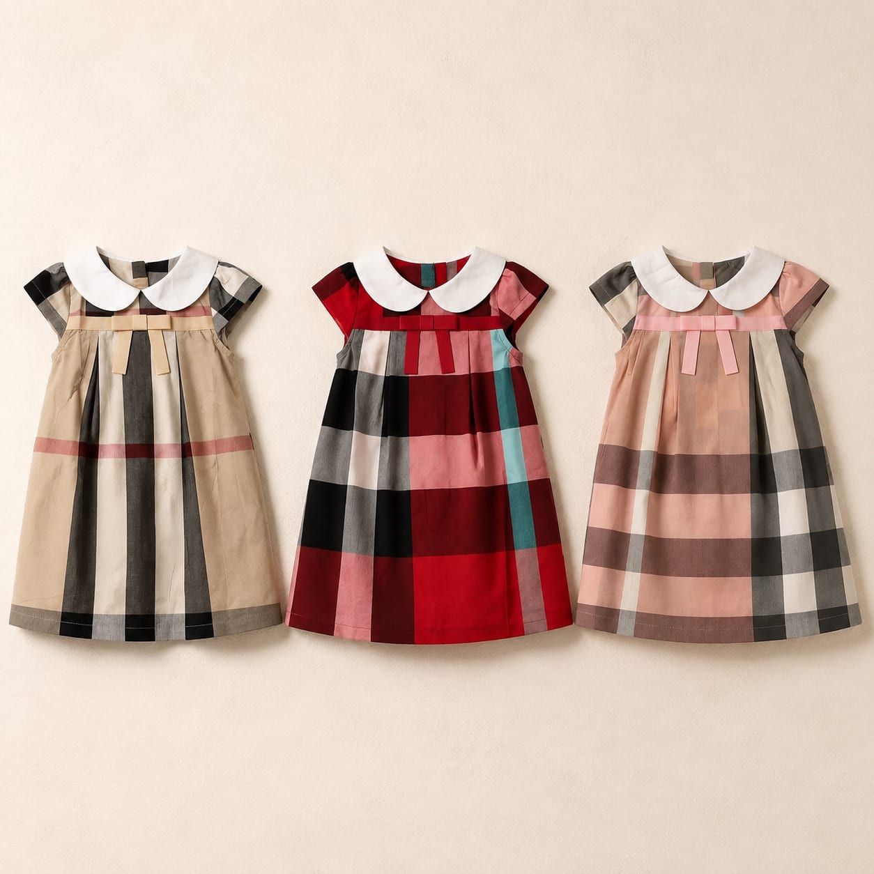 Classic Check Center Bow Kids Dress