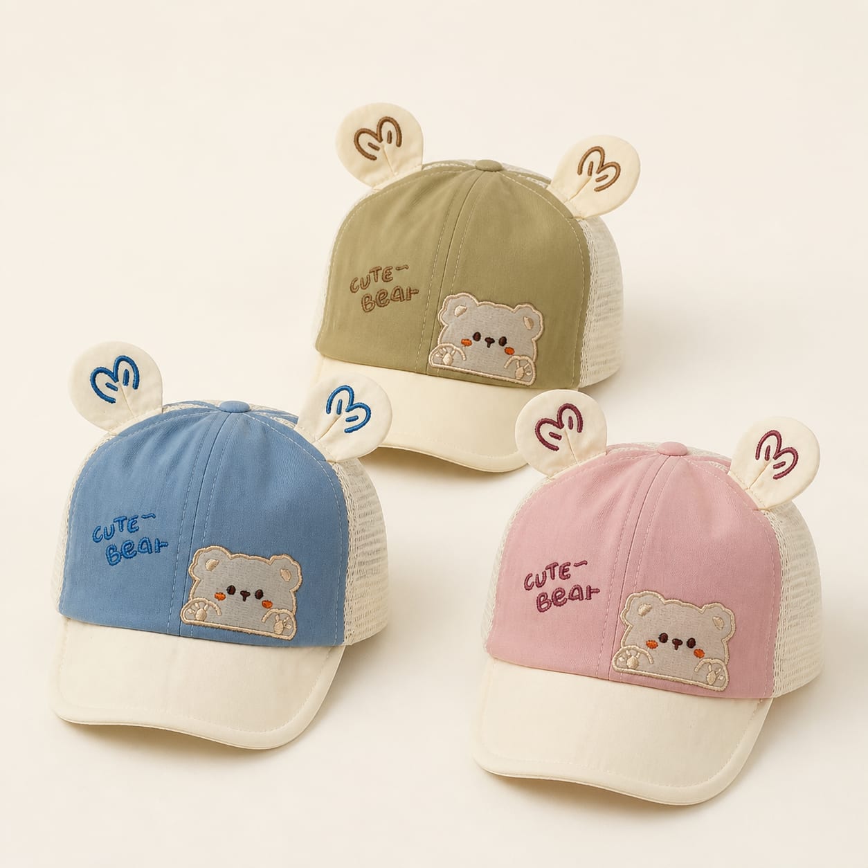 Cute Bear Ear Mesh Cap