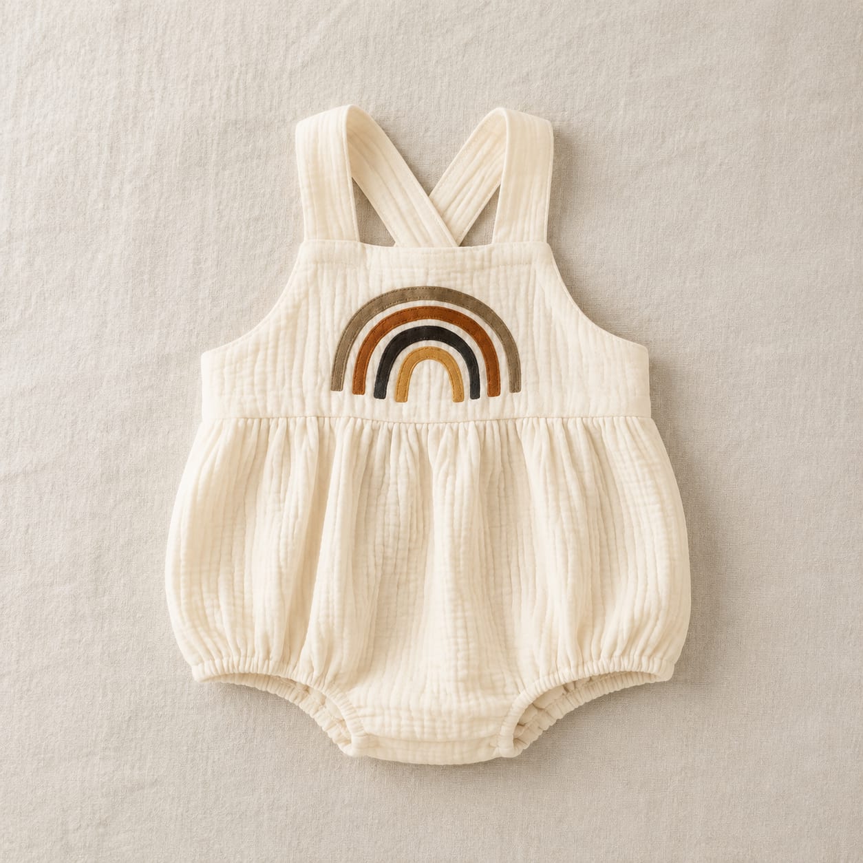 Natural Rainbow Cream Baby Romper