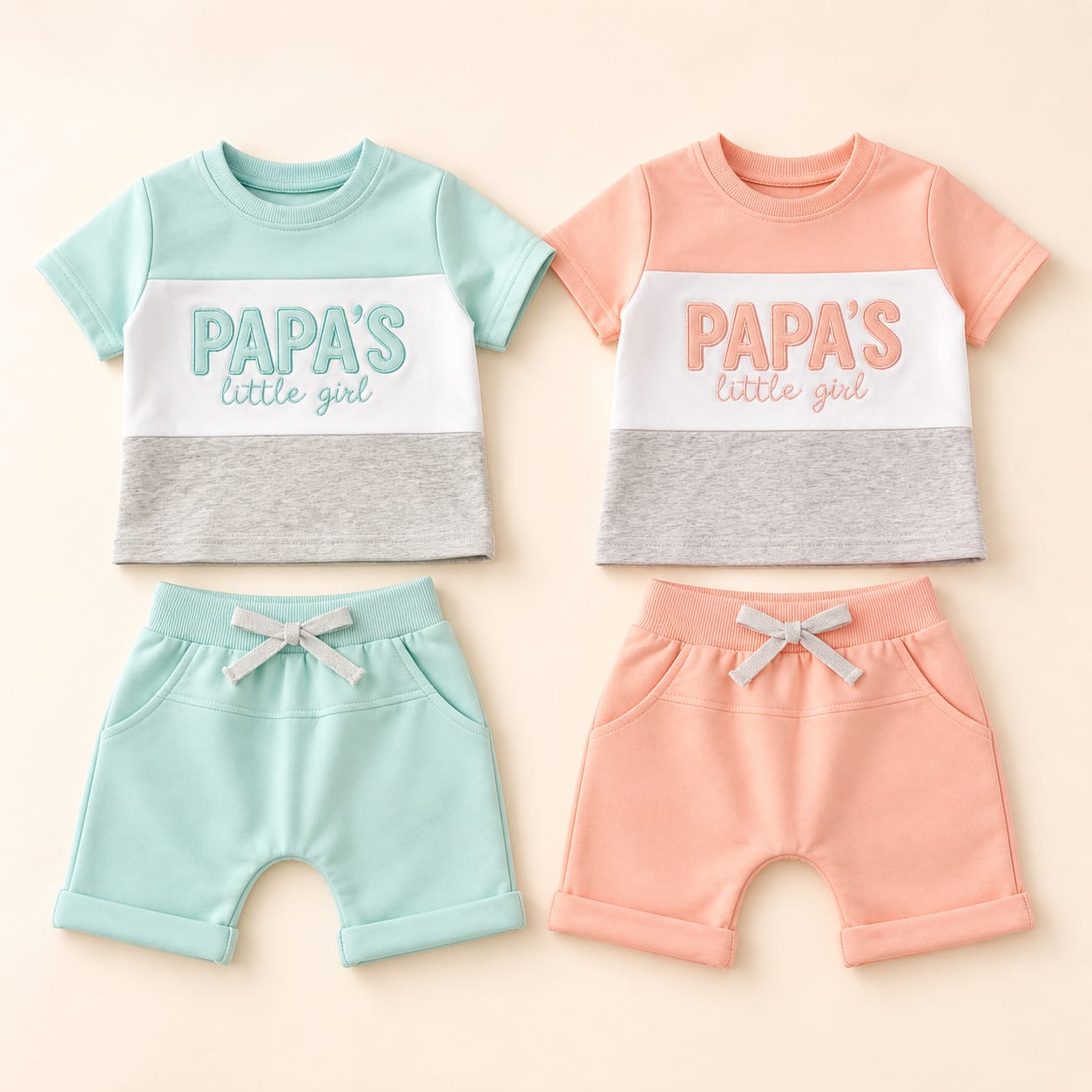 Papa's Little Girl Colorblock Tee Set