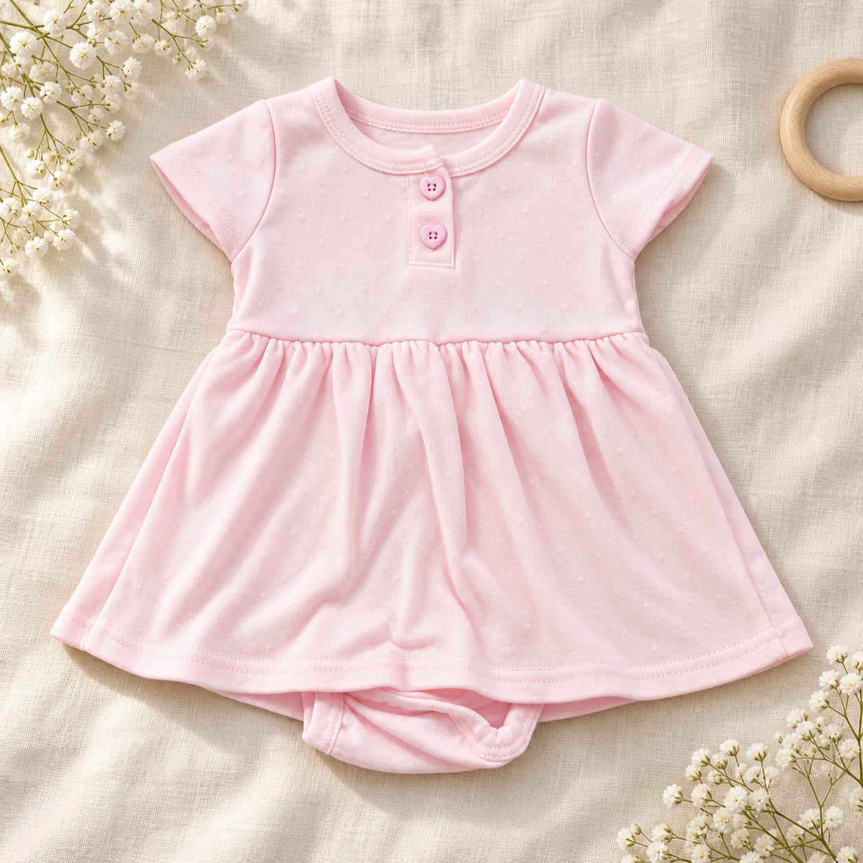 Petite Pink Dot Skirt Baby Bodysuit