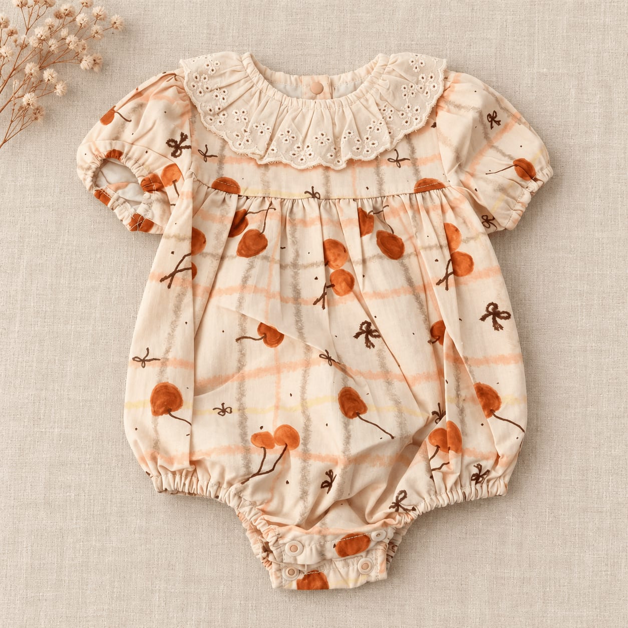 Poppy Check Eyelet Ruffle Baby Bodysuit