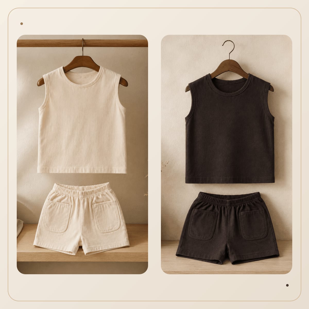 Premium Earth-Tone Pocket Sleeveless Baby Set