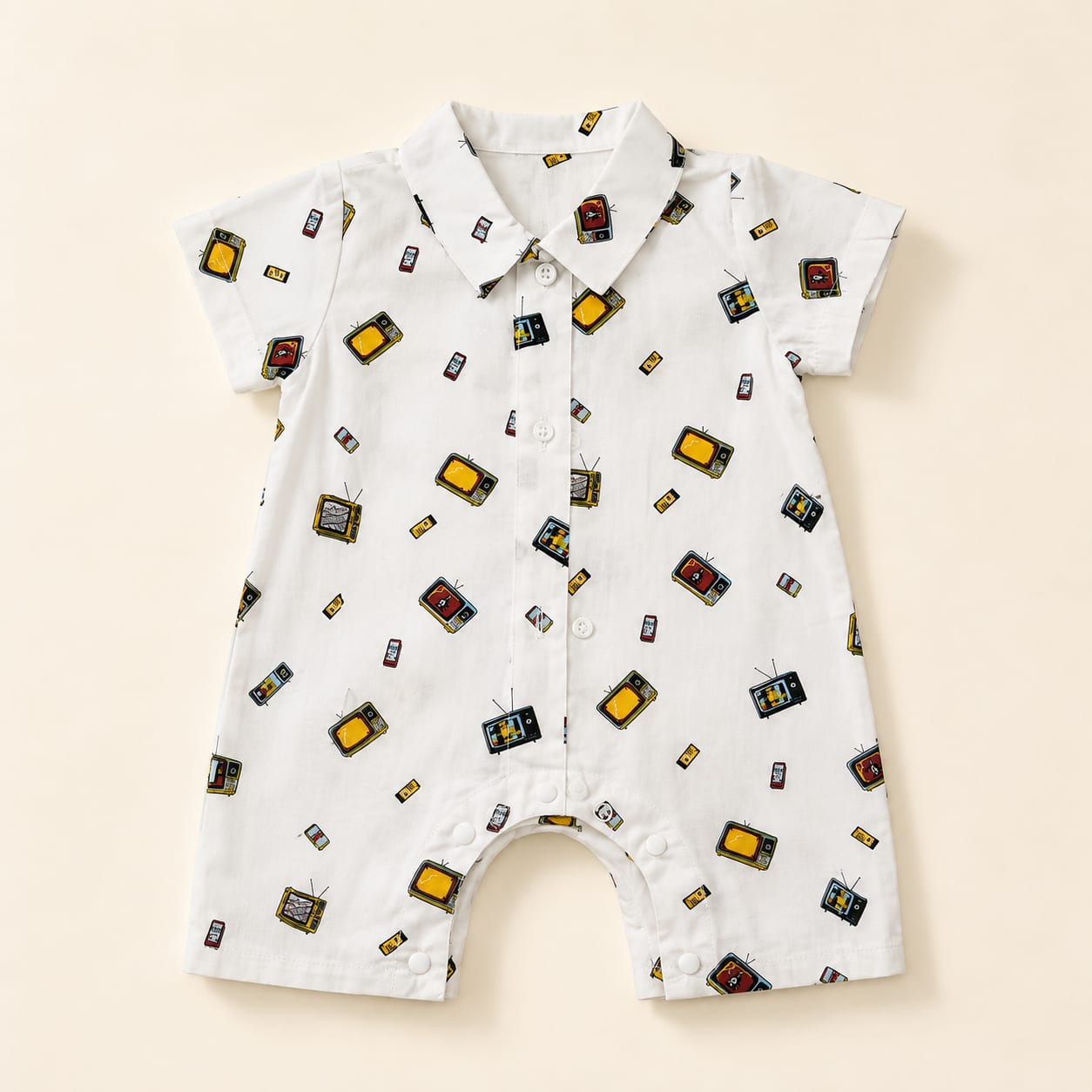 Retro Screen Classic Collar Baby Romper