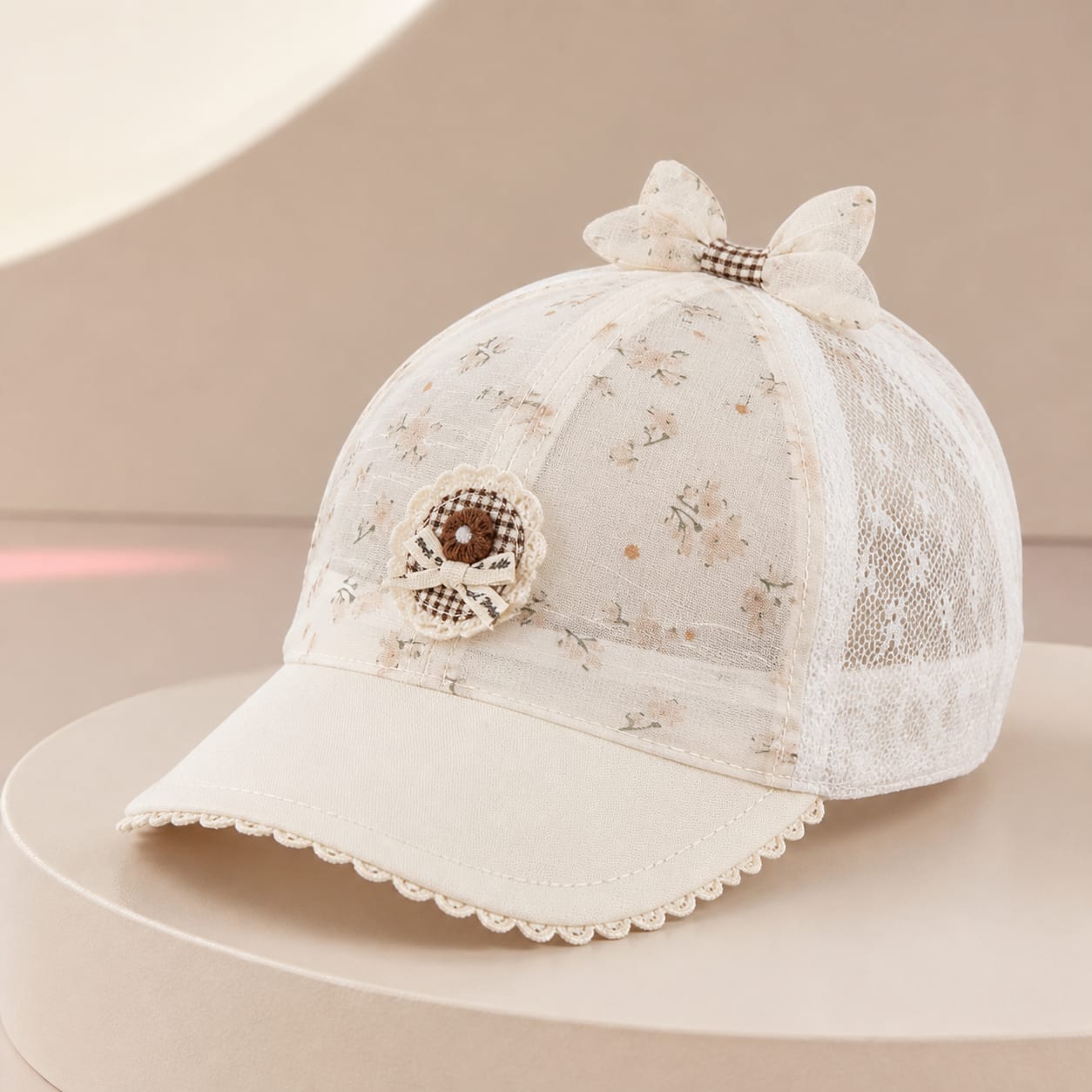 Romantic Lace Flower Baby Cap