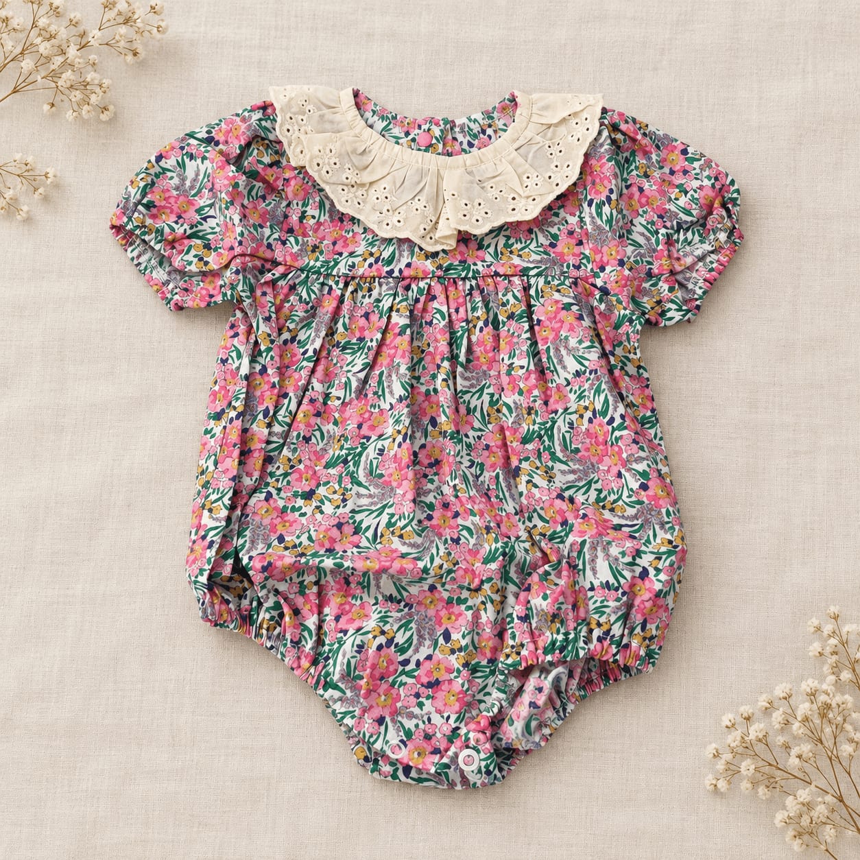 Rose Meadow Eyelet Ruffle Floral Baby Bodysuit