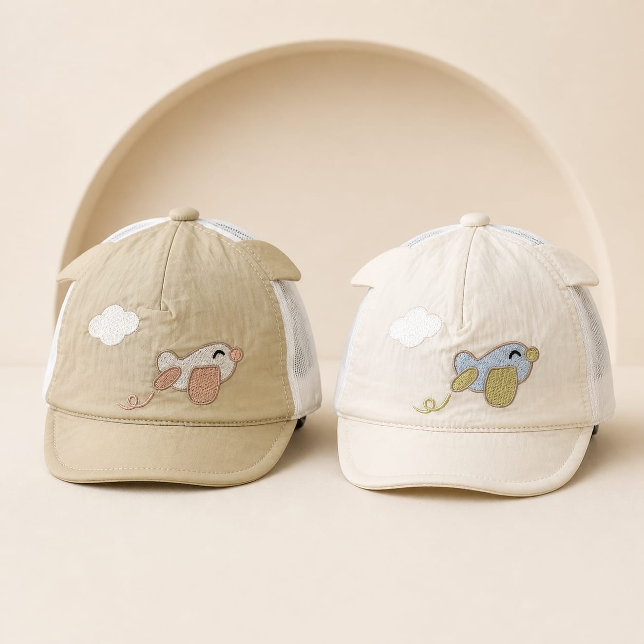 Sparrow Embroidery Mesh Baby Cap