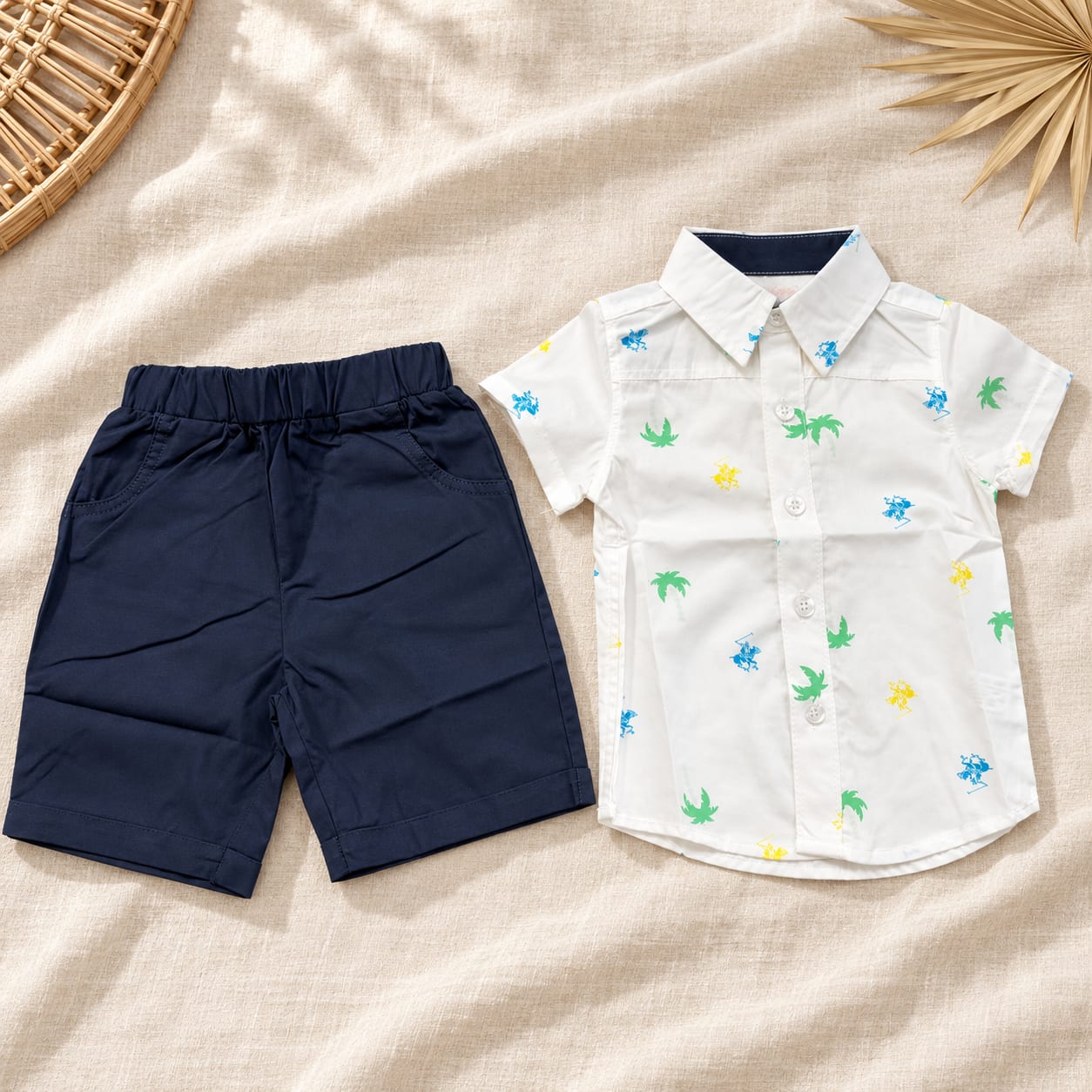 Summer Palm Tropical Shirt & Shorts Baby Set