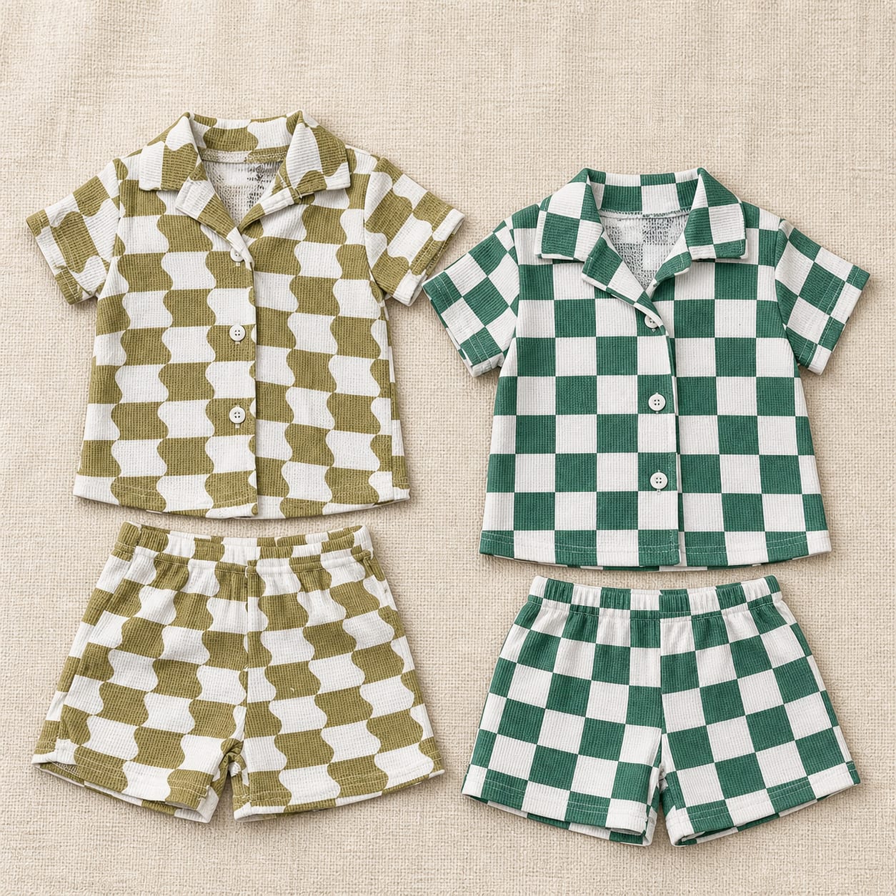 Waffle Play Check Baby Shirt Set